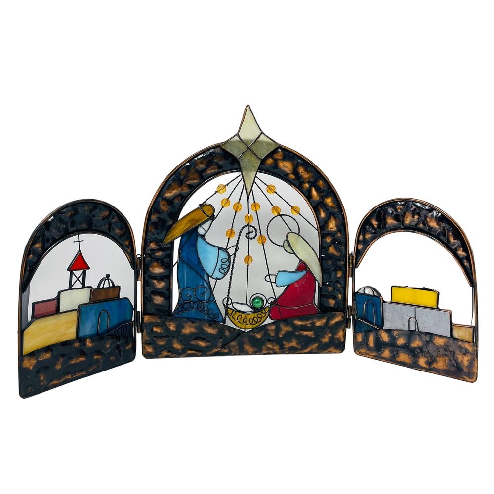 JC Penney Home Collection Stained Glass Christmas Decor Nativity Screen